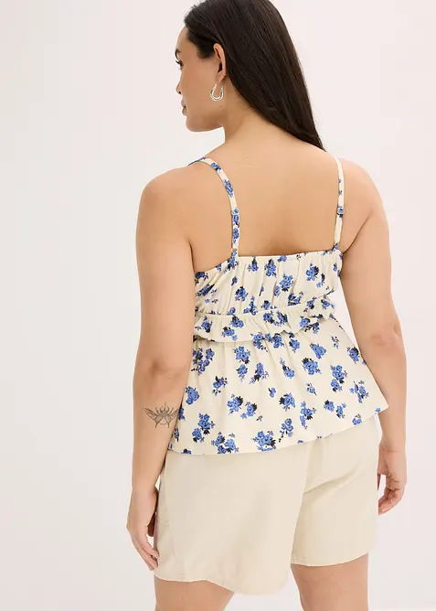 Linne med smala axelband, av kräpp med struktur, bonprix