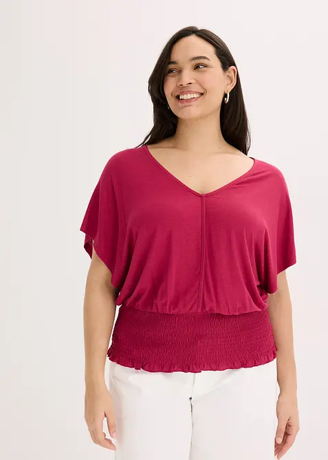 Topp med smock i nederkant, bonprix