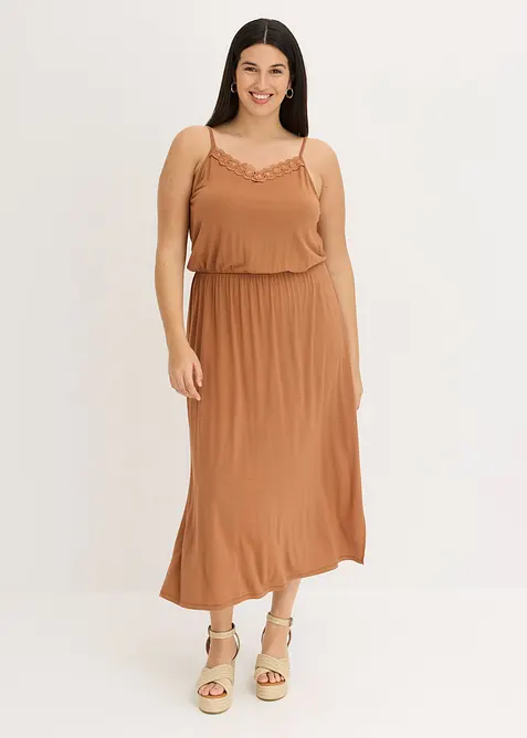 Jerseykl&auml;nning med spets, bonprix