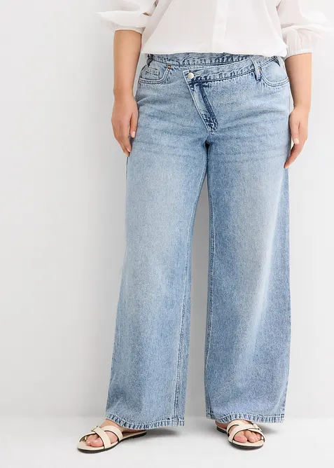Wide Leg-jeans Mid Waist, Low Stretc, bonprix