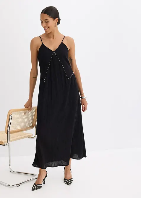 Maxiklänning med dekorativa öljetter, bonprix