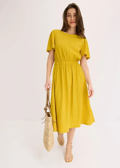 Jerseyklänning i luftig kräpp, bonprix