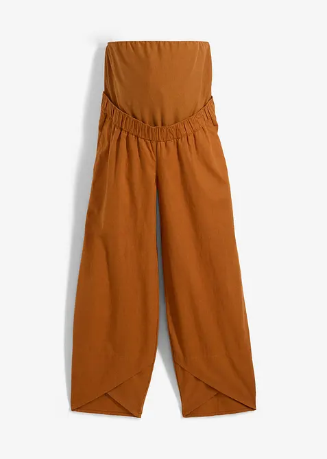 Mammabyxa med magband i linne och bomull, bonprix