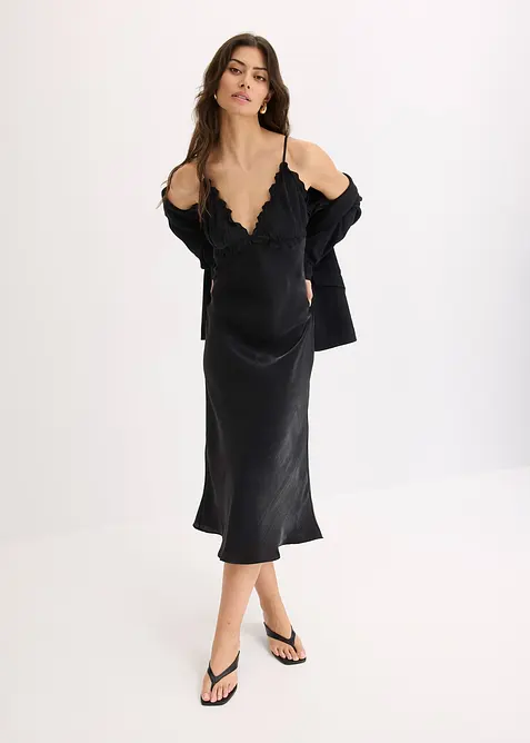 Maxikl&auml;nning av satin med mjukt fall, bonprix