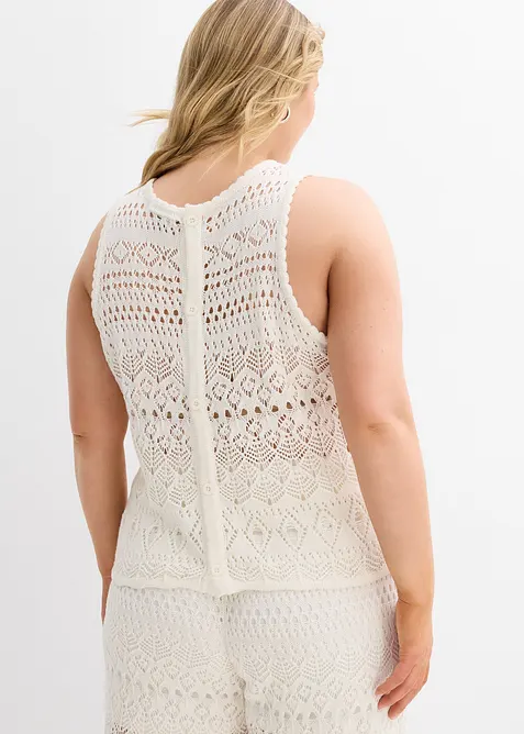 Stickat linne med hålmönster, bonprix