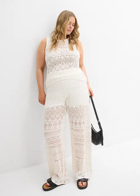 Stickat linne med hålmönster, bonprix