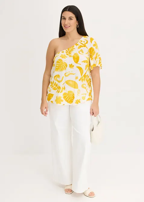 Blus i one-shoulder-modell av viskos med struktur, bonprix