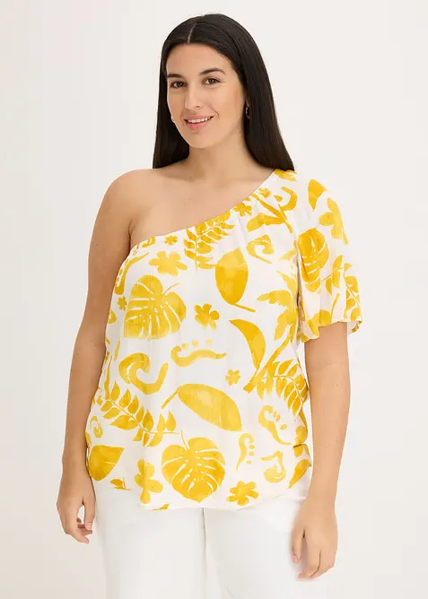 Blus i one-shoulder-modell av viskos med struktur, bonprix