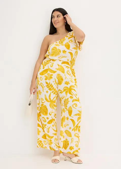 M&ouml;nstrad byxa med vida ben i viskos med struktur, bonprix