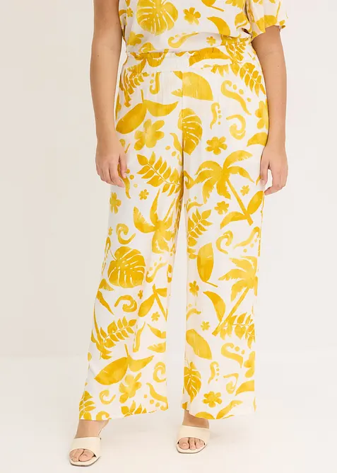 M&ouml;nstrad byxa med vida ben i viskos med struktur, bonprix