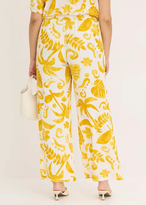 M&ouml;nstrad byxa med vida ben i viskos med struktur, bonprix