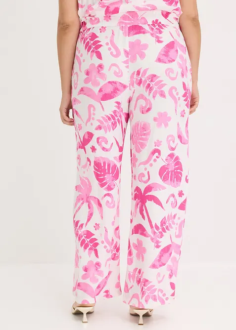 Mönstrad byxa med vida ben i viskos med struktur, bonprix