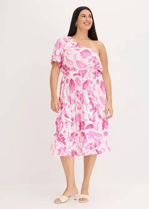 M&ouml;nstrad one shoulder-kl&auml;nning i viskos med struktur, bonprix