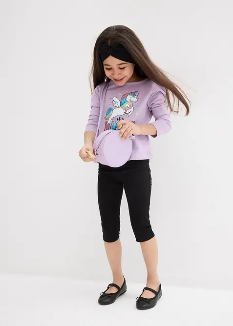 Caprileggings i elastisk bomullsmix för barn (2-pack), bonprix