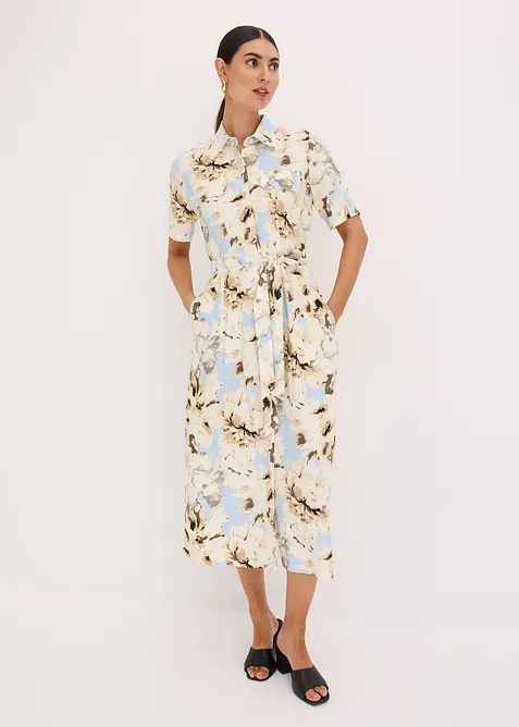 Skjortklänning med knytband i viskos, bonprix