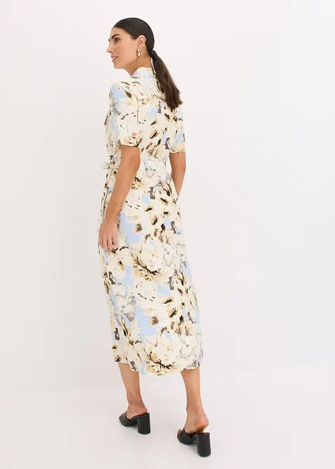 Skjortklänning med knytband i viskos, bonprix