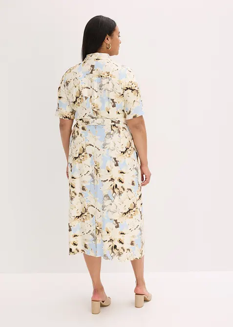 Skjortkl&auml;nning med knytband i viskos, bonprix