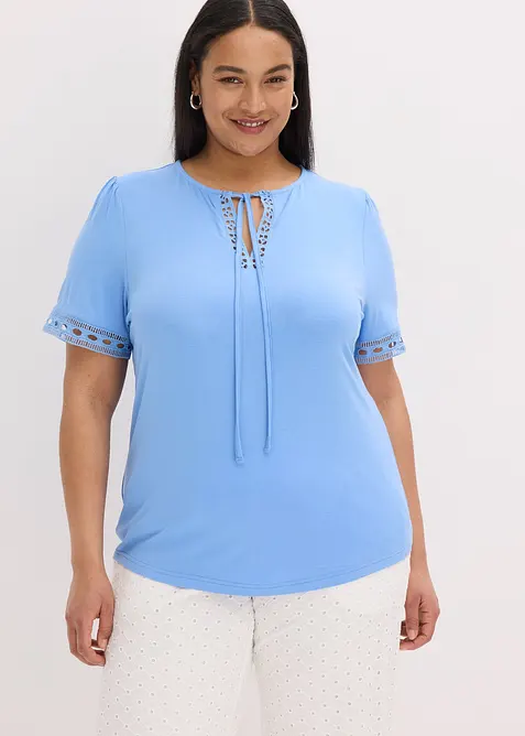 Trik&aring;tunika med spetsband, bonprix