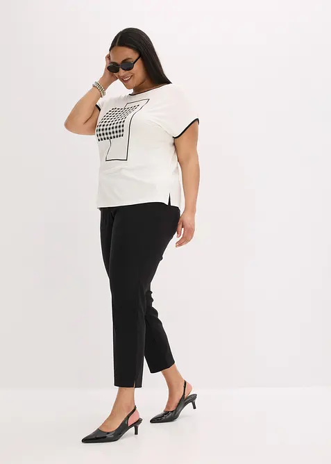 Topp med placerat tryck och kontrastfärgade passpoaler, bonprix