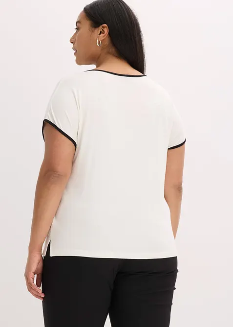 Topp med placerat tryck och kontrastfärgade passpoaler, bonprix