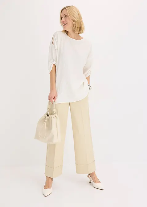 Tunika med struktur och spetsband, bonprix