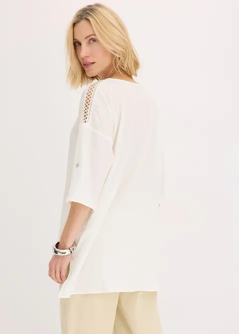 Tunika med struktur och spetsband, bonprix