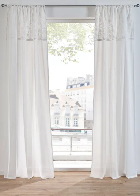 Gardinlängd med broderi i ekologisk bomull (1-pack), bonprix