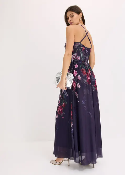 Maxiklänning i utsökt tyll, med smala axelband, bonprix