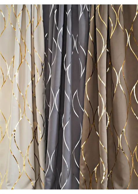 Mörkläggande gardinlängd med glansigt mönster (1-pack), bonprix