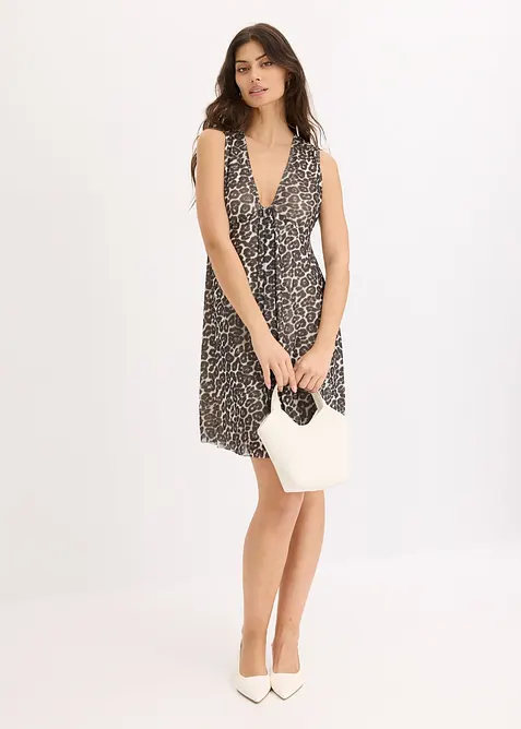 Jerseyklänning med mesh, bonprix