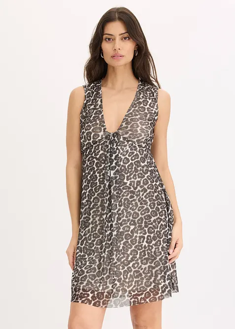 Jerseyklänning med mesh, bonprix