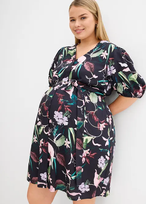 Mamma-/amningsblusklänning i böljande viskos, bonprix