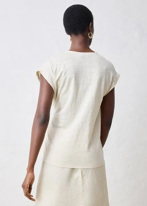 Topp i rent linne med vävd besättning, bonprix