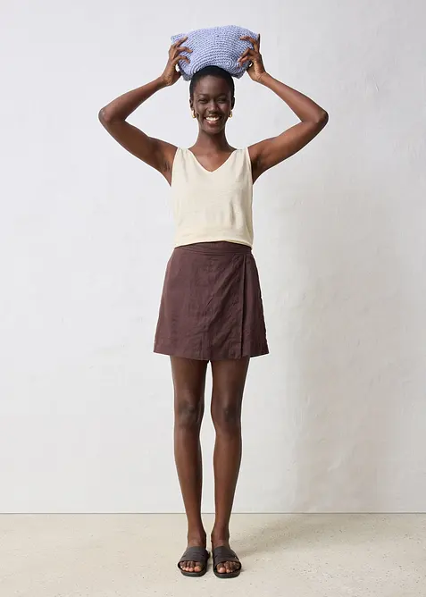 Kort byxkjol av linne, bonprix