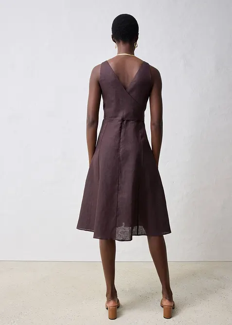 Mellanlång linneklänning, bonprix