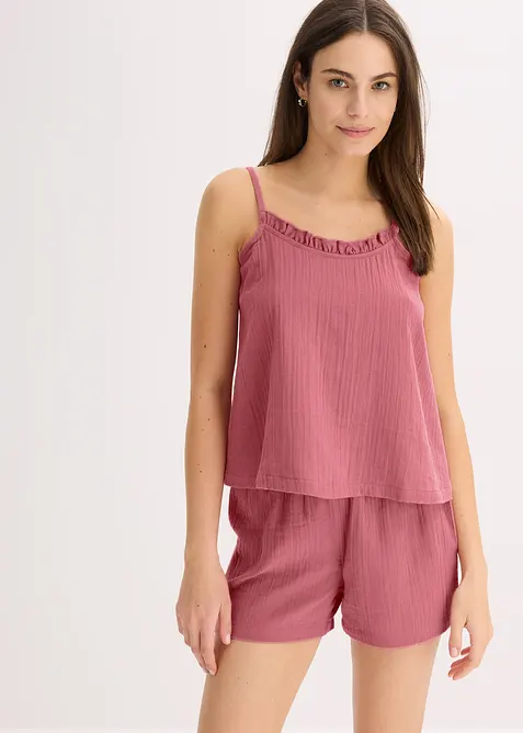 Muslinpyjamas med shorts och smala axelband, bonprix