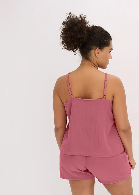 Muslinpyjamas med shorts och smala axelband, bonprix