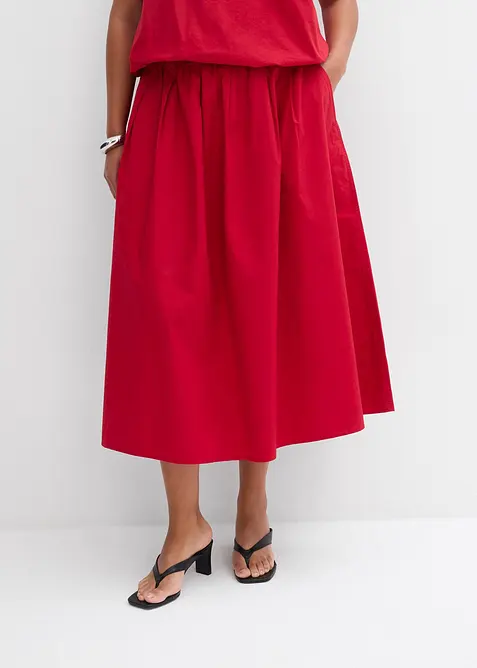 Mellanlång kjol i ren bomull, bonprix