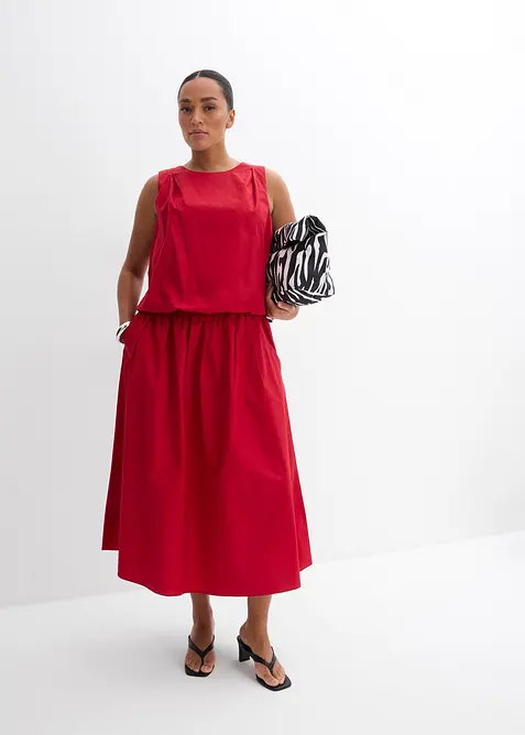 Mellanlång kjol i ren bomull, bonprix