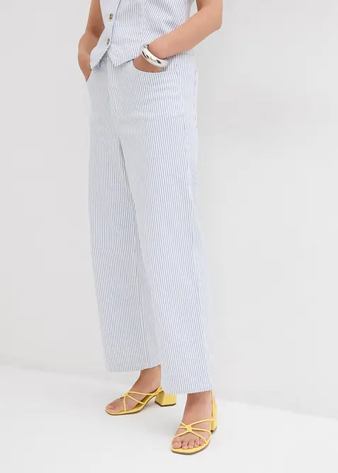 Wide Leg Cropped jeans med hög midja, bonprix