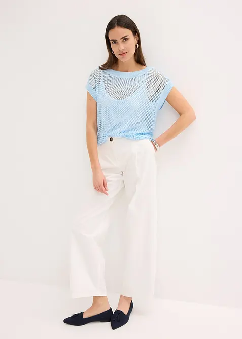 Tröja med hålmönster, av glansigt bandgarn, bonprix