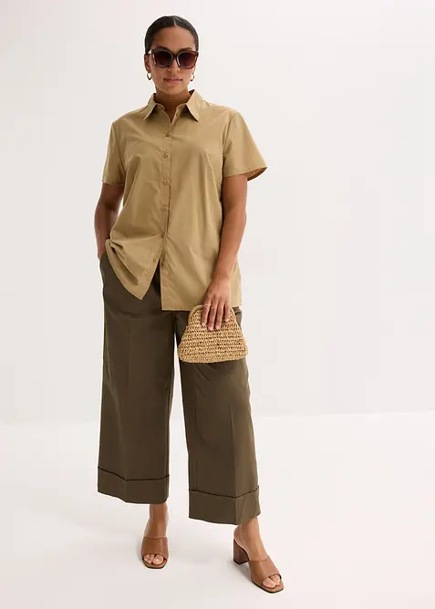 Kortärmad poplinblus, bonprix