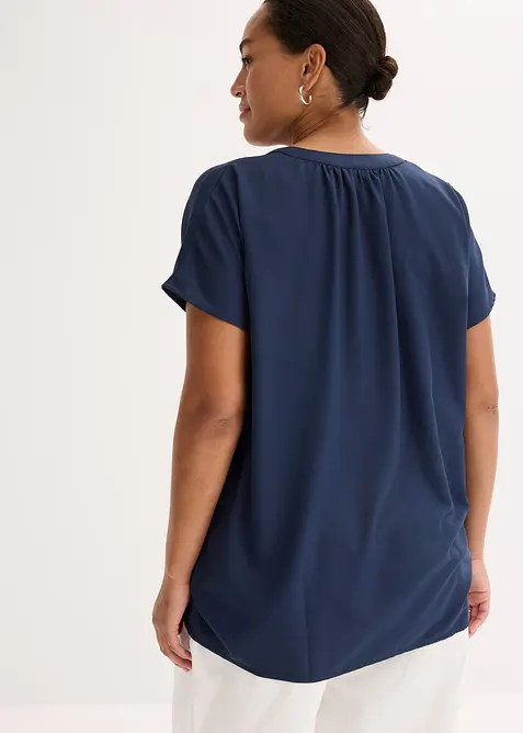 Kortärmad blus med dold knappslå, bonprix