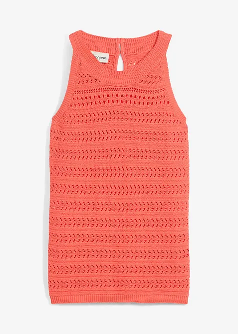 Stickat hålmönstrat linne med linneandel, bonprix