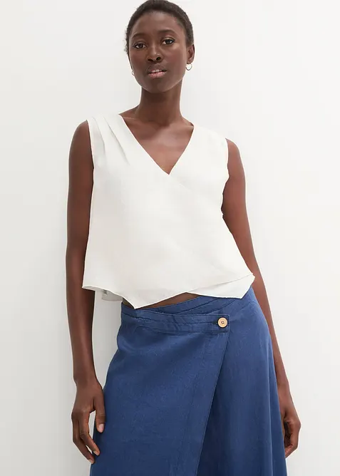 Bluslinne med omlottlook i rent linnematerial, bonprix