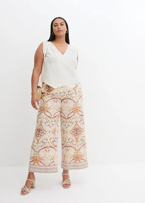 Bluslinne med omlottlook i rent linnematerial, bonprix