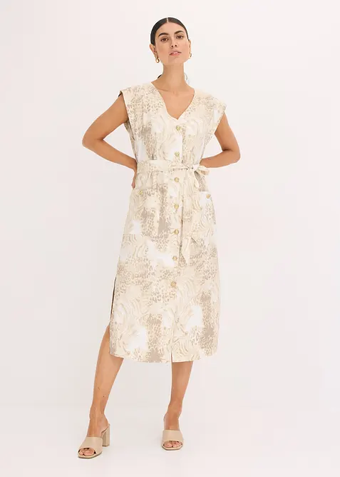 Viskosklänning med knytskärp (2-delat set), bonprix