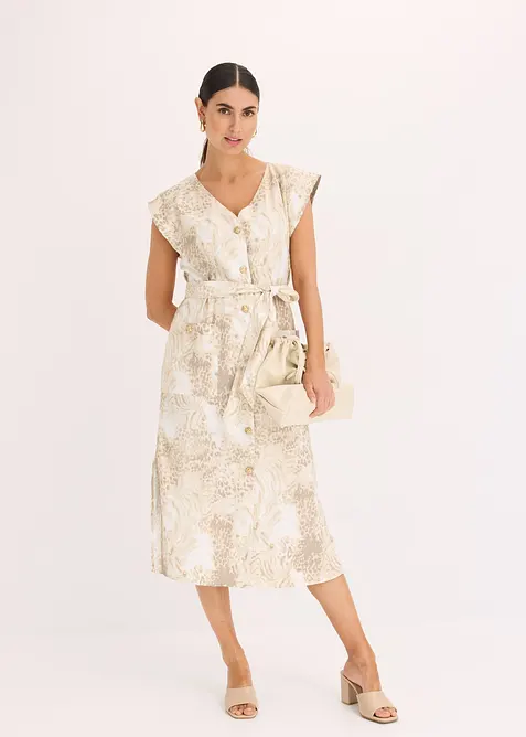 Viskosklänning med knytskärp (2-delat set), bonprix