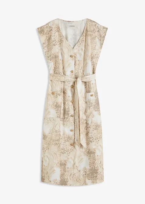 Viskosklänning med knytskärp (2-delat set), bonprix