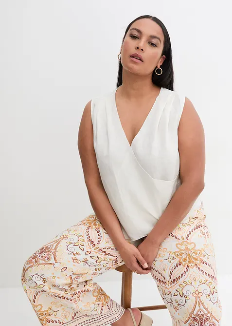 Bluslinne med omlottlook i rent linnematerial, bonprix